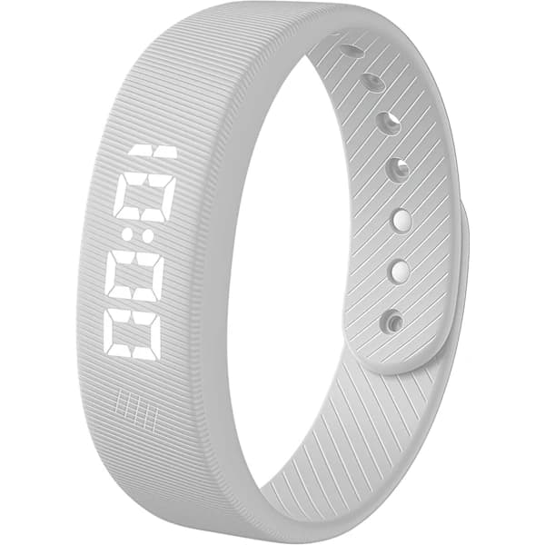 Vibrating Alarm Clock Wristband with Silent Vibration Digital Display Pedometer for Deep Sleepers Travel Work White white