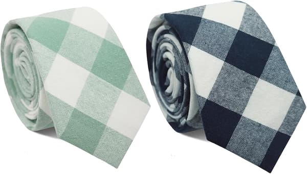 2.56'' bomuldsslips til mænd, stribede ternede slips til mænd, forretning, college, bryllup, fødselsdag/valentinsgave (grønne tern & blå tern) -