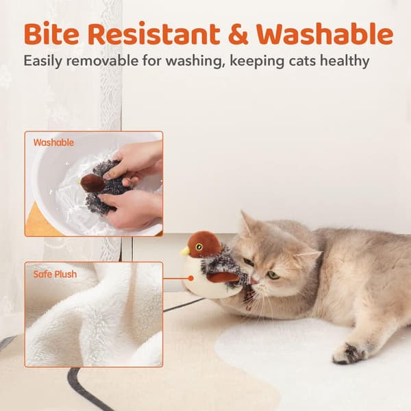 Cat Toy, Rechargeable Interactive Sparrow Toy, Realistic Sparrow, Touch-Activated, Sporty Cat Toy
