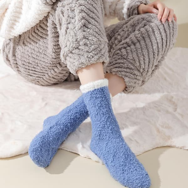 Fluffy sengesokker til kvinder/piger, 6-pak, varme og behagelige lange plysstrømper til kvinder efterår/vinter 6 stk. 6 stk. 6pcs