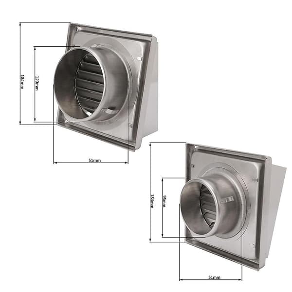 10CM/12.5CM Vægventilationsgitter i rustfrit stål, varmebestandigt ventilationsdæksel