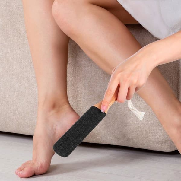 Pedicure fodfil - 2-delt sæt, pimpsten + træbørste - Velegnet til at fjerne død hud og hård hud