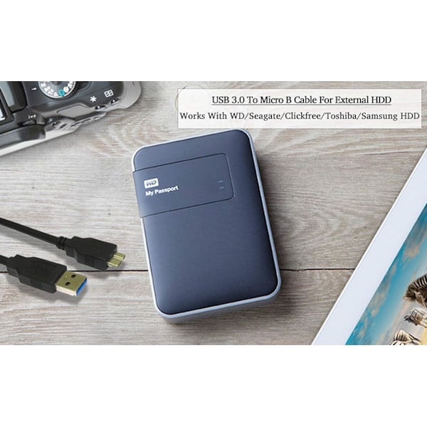 USB 3.0 -kaapeli Western Digital/WD/Seagate/Clickfree/Toshiba/Samsung kannettavalle kiintolevylle - USB 3.0 A/Micro-B -kaapeli (1m)