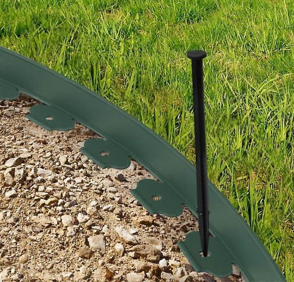 Grønn fleksibel hagekant 10 M grønn høyde 5 CM + 30 pinner