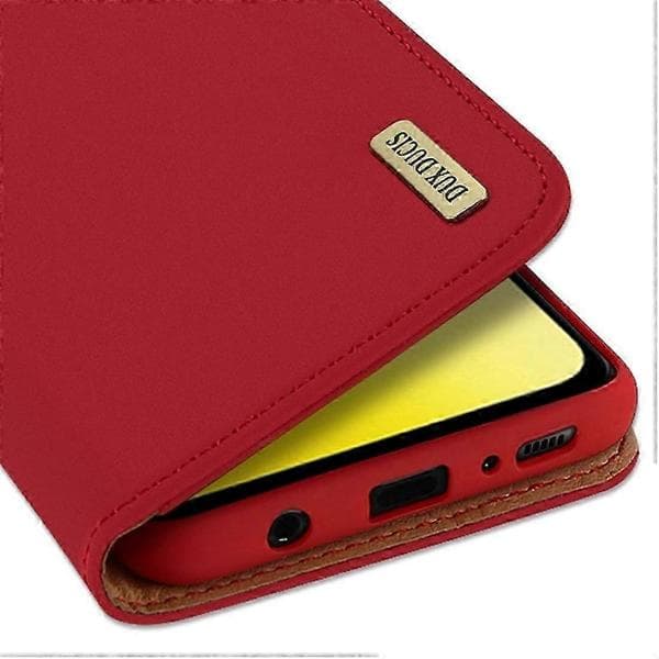 DUX DUCIS WISH -sarjan TPU + PU + nahkakotelo Galaxy S10 E:lle, korttipaikoilla ja lompakolla, punainen Red