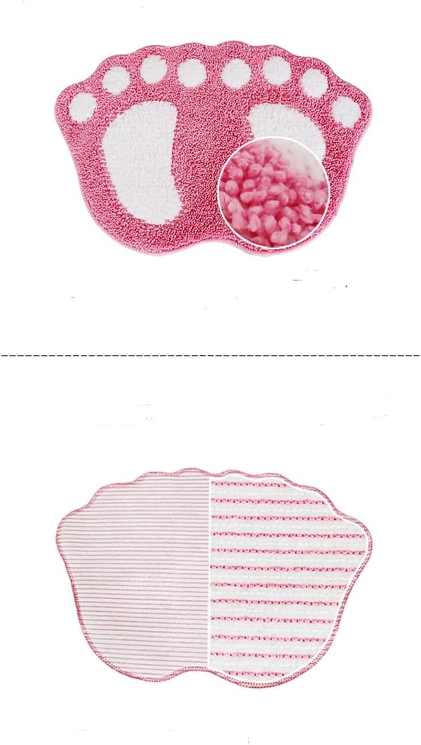 Skridsikker absorberende bademåtte, design med store fødder, polyester, pink