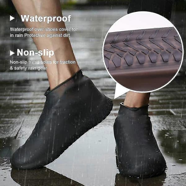 Silicone Shoe Covers, Shoe Protectors, Reusable Rain Boots Easy to Wear (Black)