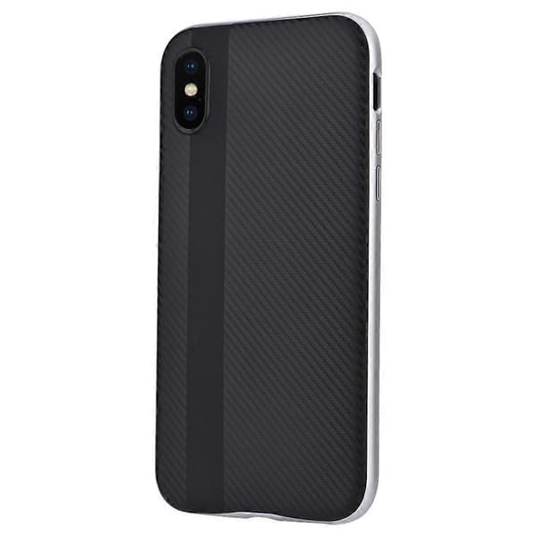 Hardt PC + Mykt TPU Telefondeksel Sklisikkert Støtsikkert Beskyttende Bakdeksel til iPhone X Sølv