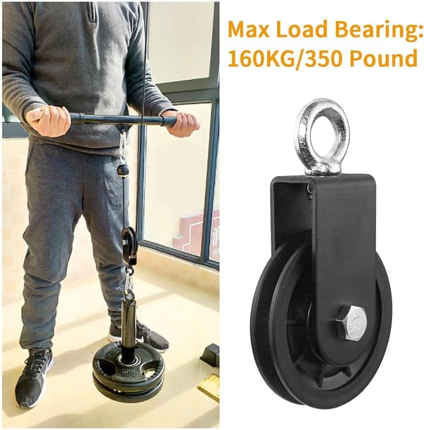 Blok 90 mm tomgangsrulle med 360° roterbar U-holder til F