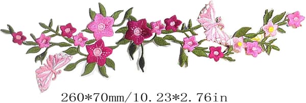 2 stk nye sommerfugler blomster broderte lapper, blomstrete blonde stoff