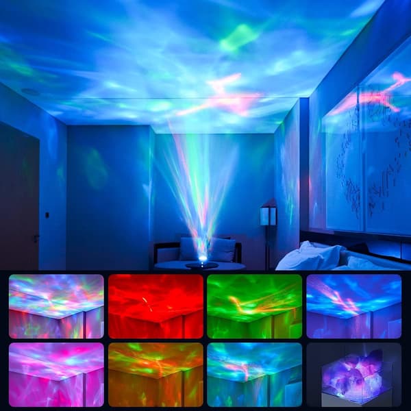 Hvid projektor saltlampe natlampe 2 i 1