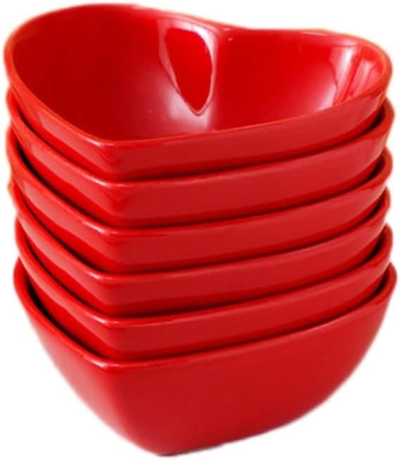 6-pakning mini keramiske skåler, hjerteformede dessertpuddingbakeskåler -