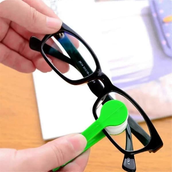 New Double-Sided Glasses Brush, Soft Microfiber Glasses Cleaner, Glasses Cleaning Brush, Drying Tool Green