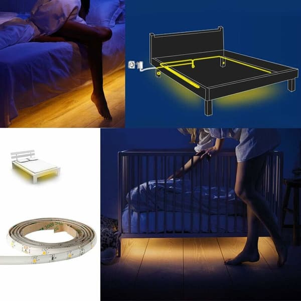 2-pack varmvita LED-rörelsesensorlampor, rörelsesensorbelysning