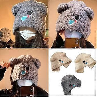 Koala Plys Ørevarmere Hat Unisex Modehat Blød Behagelig Varm Vinterhat til Mænd Kvinder Børn Hvid (Hvid)