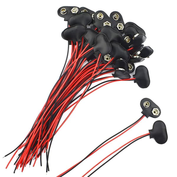 30-pack 9 Volts Batteriklämma Kontakt Batteri Snap Trådkontakter (30-pack - 15cm)