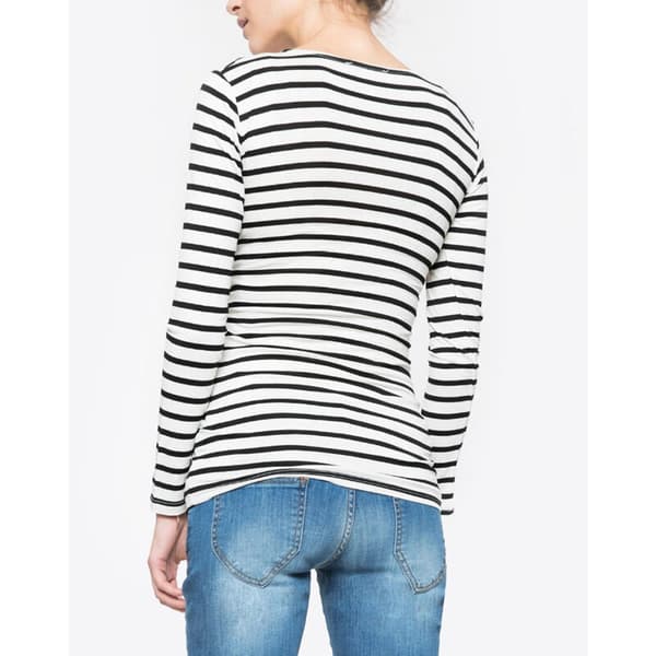 Kvinders Ammetrøjer Langærmede Toppe Casual Stribet Bluse Toppe Skjorte til Gravide Hvid S