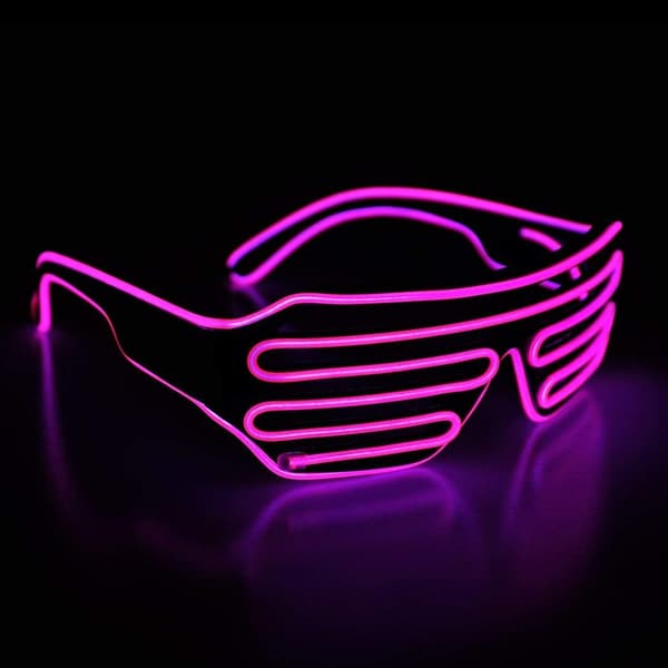 (Rosa) Neon Rave Briller El Wire Blinkende LED Solbriller Lyser Opp