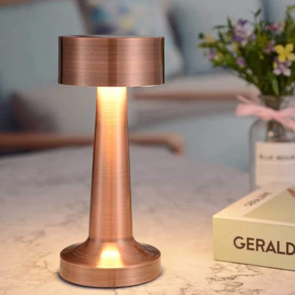Retro oppladbar bordlampe dimmer kobber