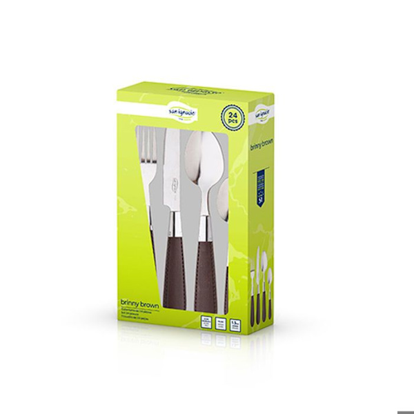 Bestik - San Ignacio - Brun - Rustfrit stål - 24 dele - Elegant og sofistikeret kastanj