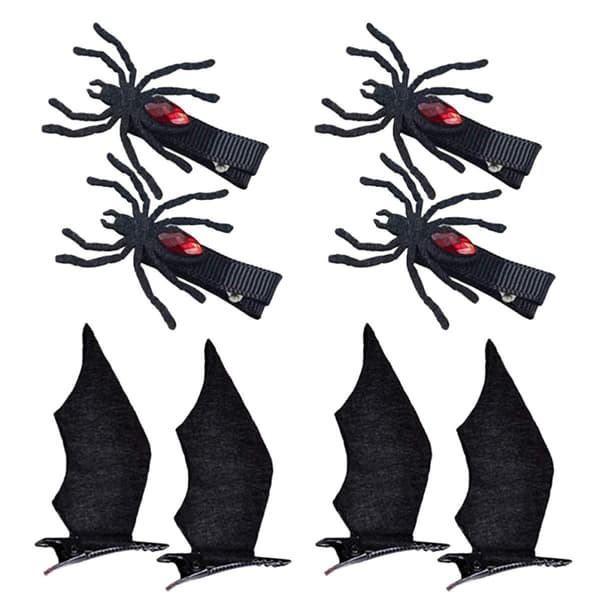 Hårklemme med edderkopprint Halloweenfest 4 par sort -