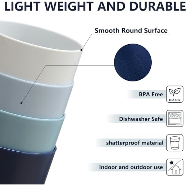 450 ml unbreakable plastic glasses, 8-pack, lightweight, BPA-free, eco-friendly, reusable, dishwasher and microwave safe