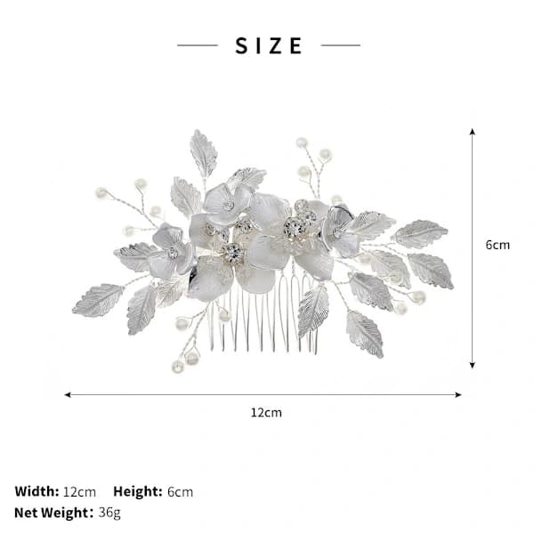 Brud bröllop hårkam bröllop hårklämma bröllop hårsmycken för kvinnor, flickor, brudtärnor, 12*6cm