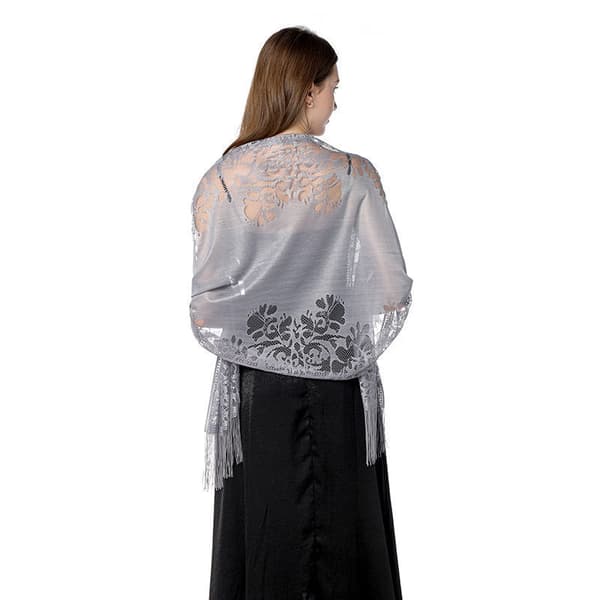 Women's Boho Lace Shawl with Tassel Soft Fringe Wraps for Wedding Evening P grey grey