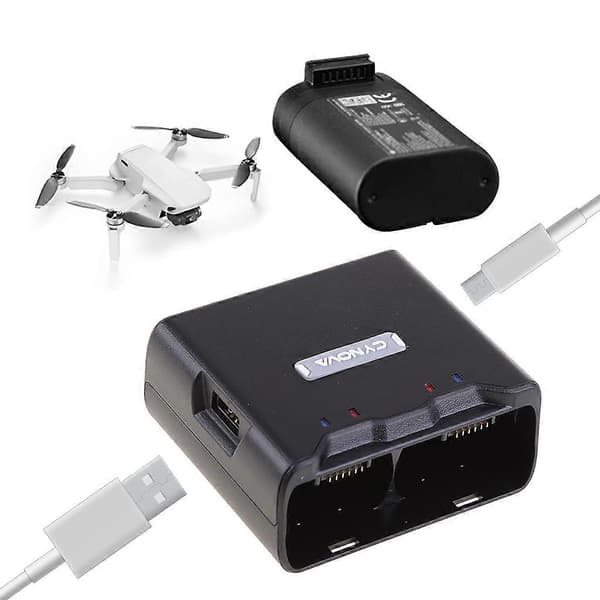 2-i-1 opladningshub Tovejs dronebatterioplader med USB-kabel til Mavic Mini