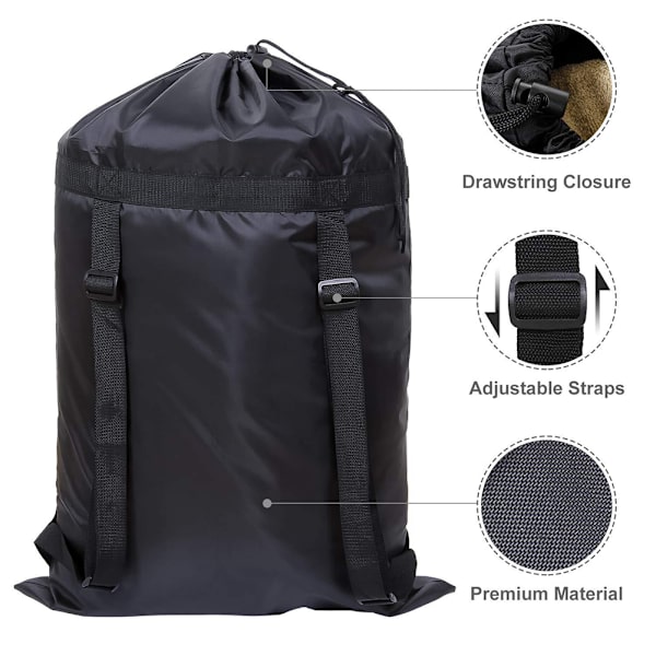 Large Laundry Bag Heavy Duty Polyester Laundry Backpack with 2 Adjustable Shoulder Straps for School Camping New