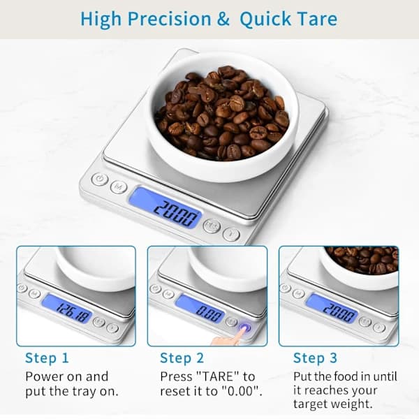 Rechargeable Digital Gram Scale 500g 0.01g Food Scale High Precision Kitchen Scale Multifunctional Stainless Steel Pocket Scale