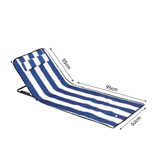 Beach mattress with backrest, foldable garden chair, foldable beach mat, easy to assemble/Grass Green Grass Green