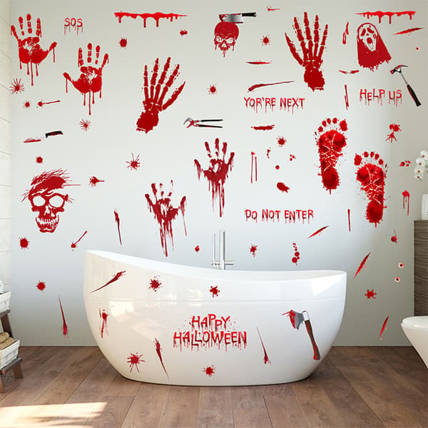8 kpl Halloween-ikkunatarrat, jalanjälkitarrat, B