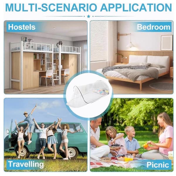 Pop-up Mosquito Tent, Camping Mosquito Net, Adjustable Foldable Fine Mosquito Net with Double Zipper for Travel