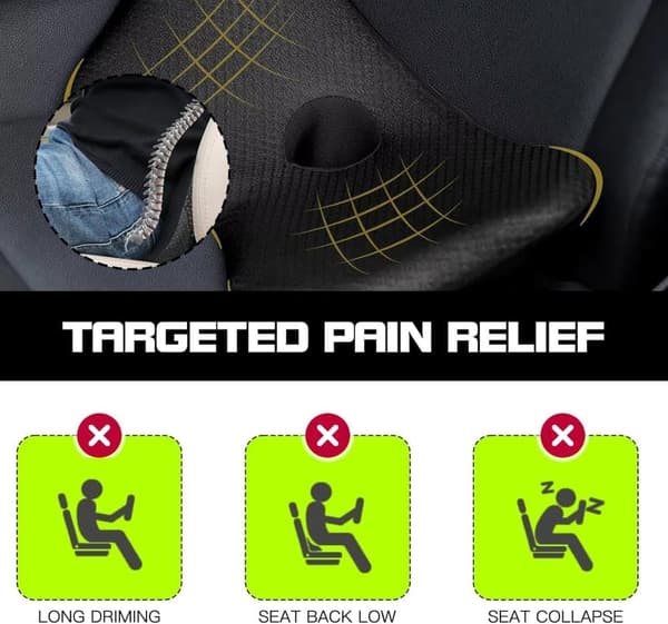 Car Lumbar Support Cushion - 2-in-1 Memory Foam Ergonomic Back Cushion Seat Pad for Car and Office