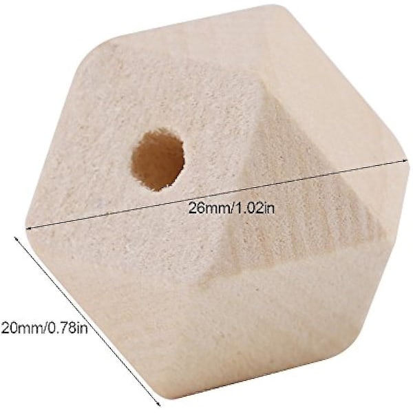 100 st naturliga träpärlor  Oavslutade geometriska polyeder lösa träpärlor hantverk för girlang makramé bondgårdsinredning smycken DIY-hantverk
