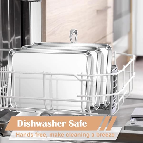 Stainless Steel Toaster Oven Pans, 2-Pack Small Non-Toxic Baking Sheets for Cookie Baking, Dishwasher Safe 16\"x 12\" 16"x 12"