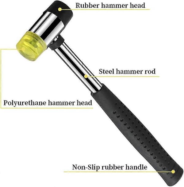 Rubber Mallet, 25mm Nylon Small Rubber Hammer with 2 Extra Hammer Heads