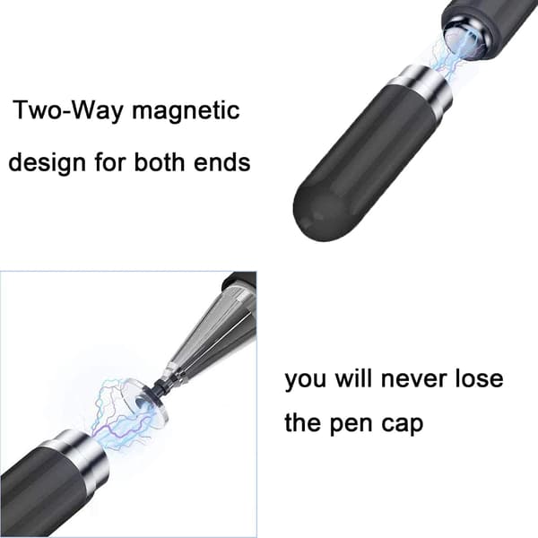 Black Touch Screen Stylus Pen, 2 in 1 Capacitive Stylus Universal High Sensitivity and Accuracy for Smartphones Tablets Galaxy Huawei