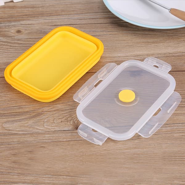 500ml Silicone Collapsible Portable Lunch Box Bowl Foldable Food Storage Container Yellow