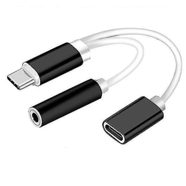 USB Type-C - 3,5 mm Jack Aux -äänijakajamuunninsovitin + latauskaapeli