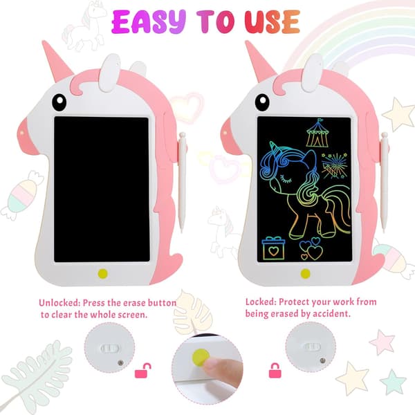 Unicorn Tablet LCD-ritplatta för barn 8,5 tum raderbar Colo A A