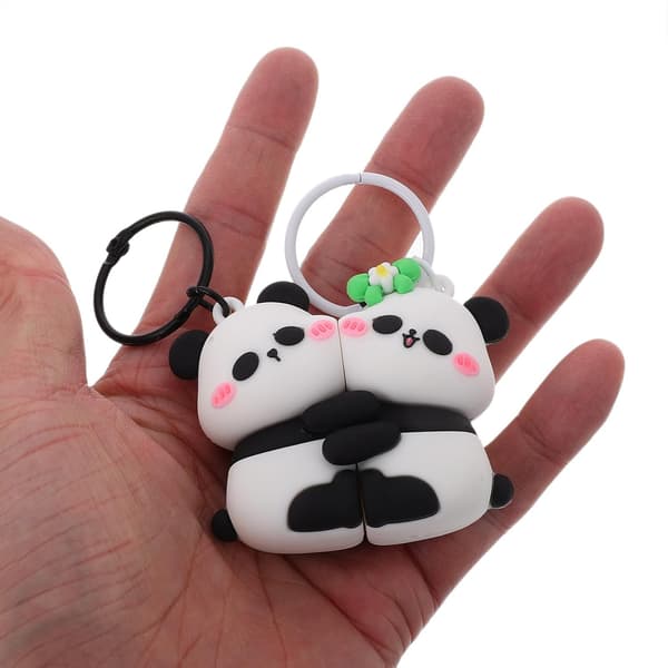 Panda bil nøglering magnetisk PVC og metal til lommer håndtasker søde kvinder -