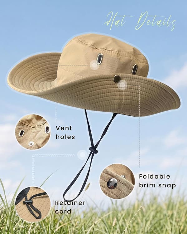 Safarihat til kvinder Udendørs vandrehatte Solhatte Fiskeri Havearbejde Lys Khaki Light Khaki