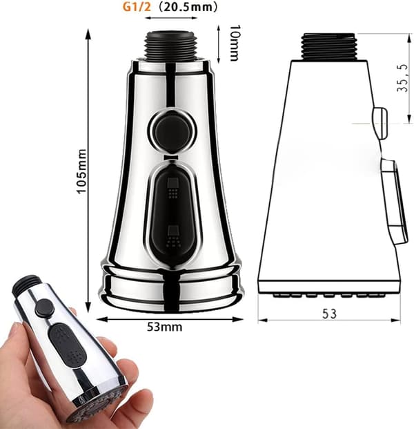 Modes Kitchen Faucet Sprayer, Pull-Out Sink Sprayer G1/2 Kitchen Faucet Head Sprayer Replacement Compatible Bathroom Sink