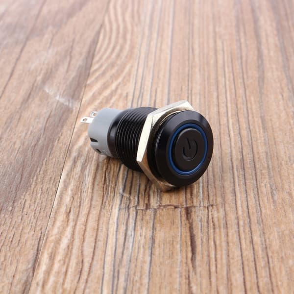 12V 3A 16mm Vanntett Bil Trykknappbryter LED-knapp Låsende På Av