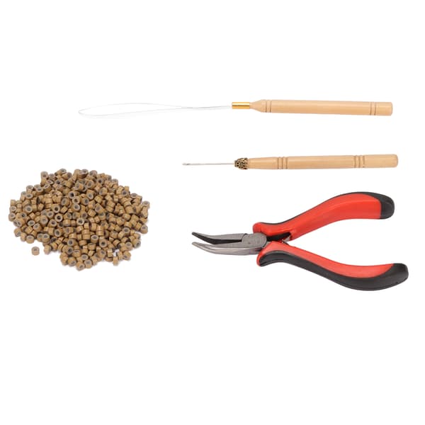 Hair Extension Tools Micro Silicone Rings Beads with Pliers Pulling Hook Crochet Needle Hair Styling Extension Tool 7 200pcs Hair Rings