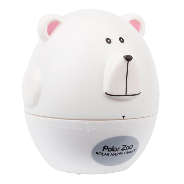 Portable Cute Cartoon Animal Bear Shape Kitchen Cooking Mechanical Timer Alarm White