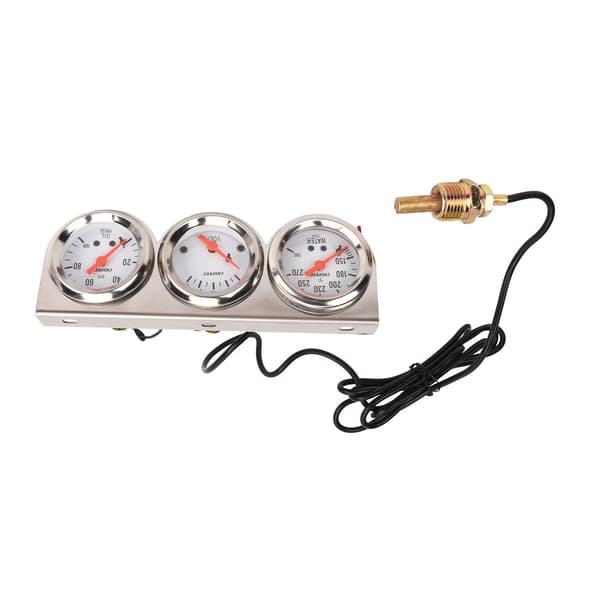 52mm Car Triple Gauge Kit White Dial 12V Oil Pressure Water Temperature Voltmeter Car Meter with Sensor