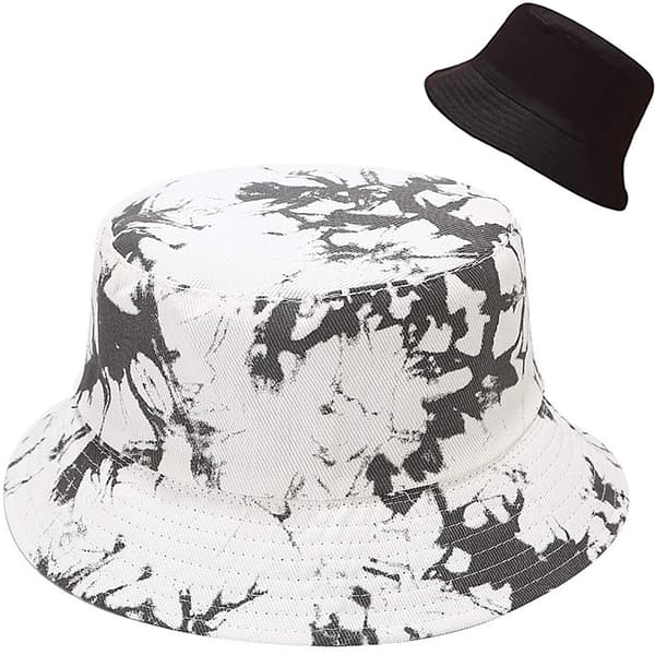 Hatt med bred skygge, vendbar dobbeltsidet (grøn og pink)
